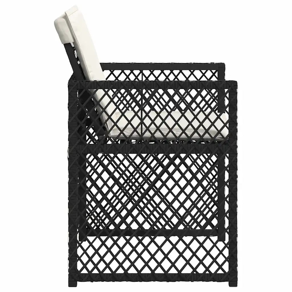 Sedie da Giardino con Cuscini 4 pz | Sedie da Esterno Nere in Polyrattan