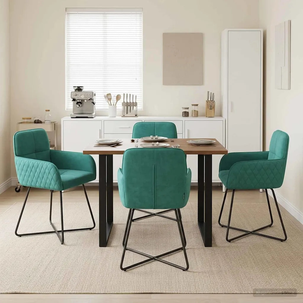 Sedie da pranzo 4 pz Velluto Turchese 59 x 56,5 x 86 cm 3428217