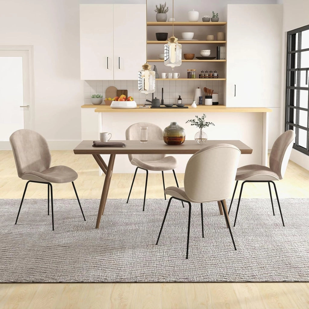 Set di 2 Sedie da Pranzo, Set di Sedie da Cucina in Velluto con Base in Metallo, Sedia Moderna Imbottita per Sala da Pranzo, Soggiorno e Camera da Letto