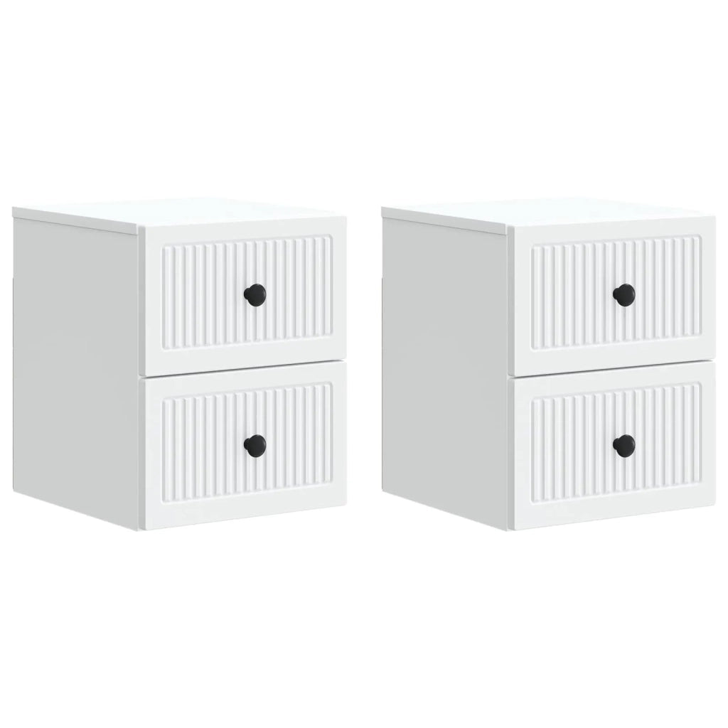 Mobiletto da notte a muro 2 pz Bianco 33 x 34,5 x 40 cm 897956