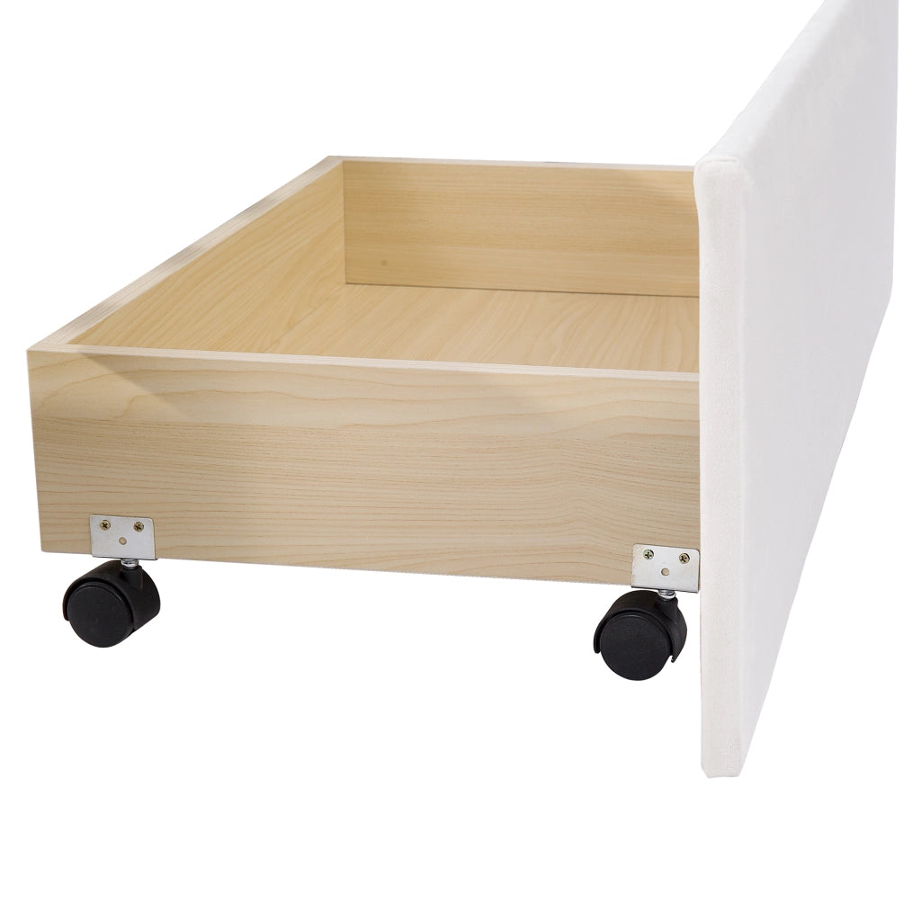 OKWISH Letto con Cassetti 140×200 cm, Letto Matrimoniale con 4 Cassetti e Testiera Imbottita, senza Materasso, Beige