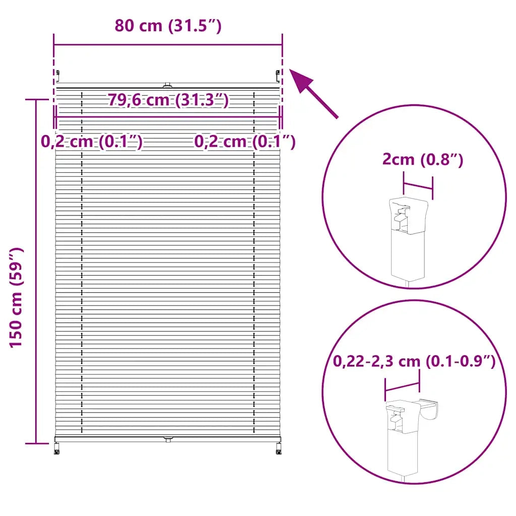 Tenda plissè 80x150cm bianca 240603