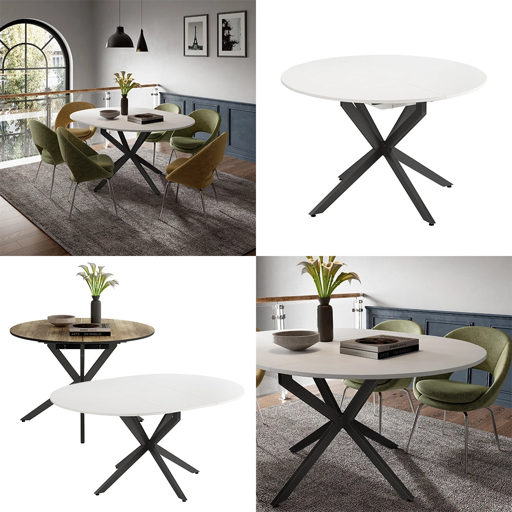 Tavolo da pranzo allungabile Loyd Bianco/Nero 120 x 76.5 cm Estensibile Vicco