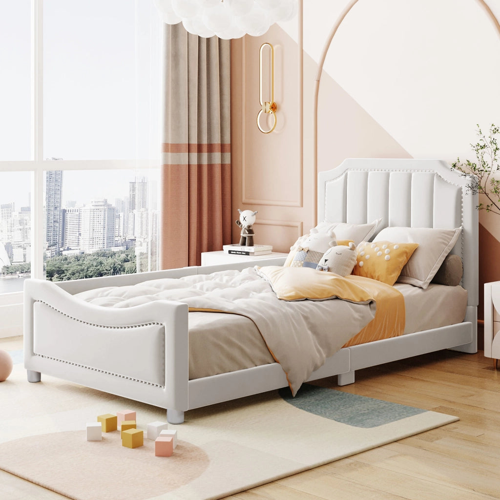 Letto per Bambini 90x200 cm; Letto Singolo - Divano; con Sponda - Flanella - Beige