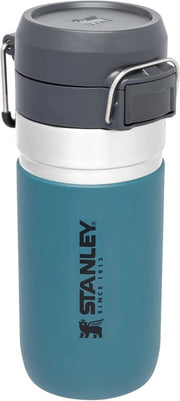 Bottiglia di acqua Flip 0,47L Lago - Bicchiere di plastica per bevande - Otre di acciaio inossidabile per acqua - Tappo chiuso con pulsante - BPA libero - Compatibile con contenitori per bicchieri - Resistentente al lavastoviglie