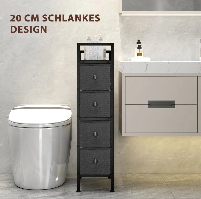 Cassettiera 20x43x81.5 cm con 4 cassetti; struttura stabile in legno; nero