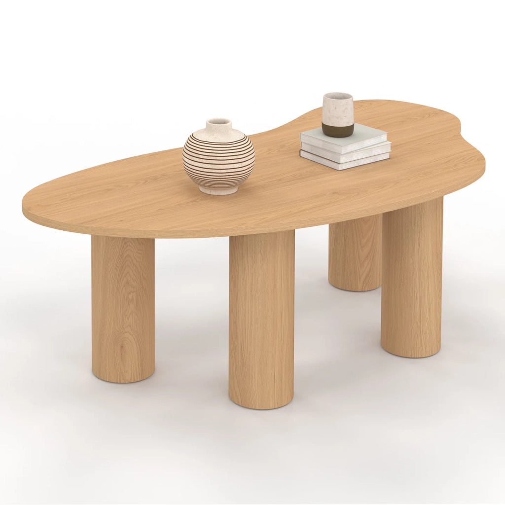 IDMarket - Tavolino ORGANIQUE 100 cm in legno effetto faggio