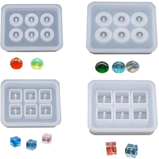 Forme in Silicone per Fonderia - 4 pezzi - Pendenti a forma rotonda e quadrata - Accessori per orecchini - Materiale duraturo e riciclabile - Flessibili e riutilizzabili