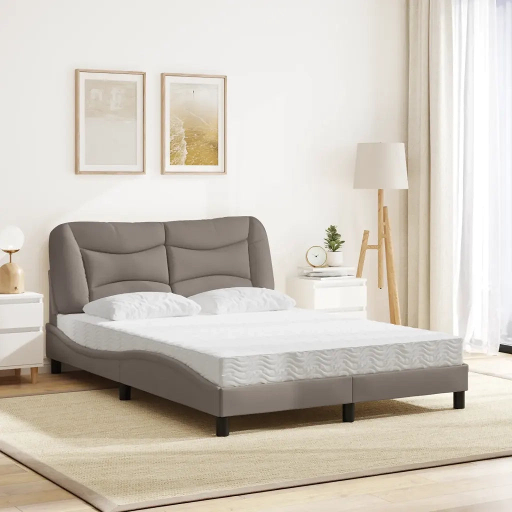 Letto con Materasso Hvar Tortora 120x200 cm in Tessuto 3208524