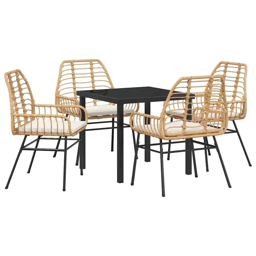 Set da Pranzo per Giardino 5 pcs Marrone polyrattan