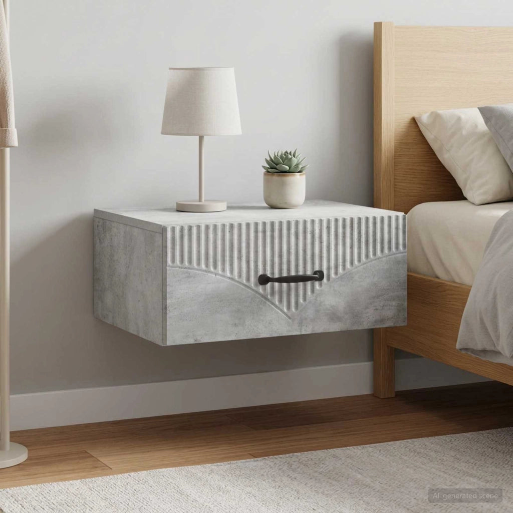 Mobiletto da notte a muro 2 pz Grigio Cemento 49 x 34,5 x 20 cm 898962