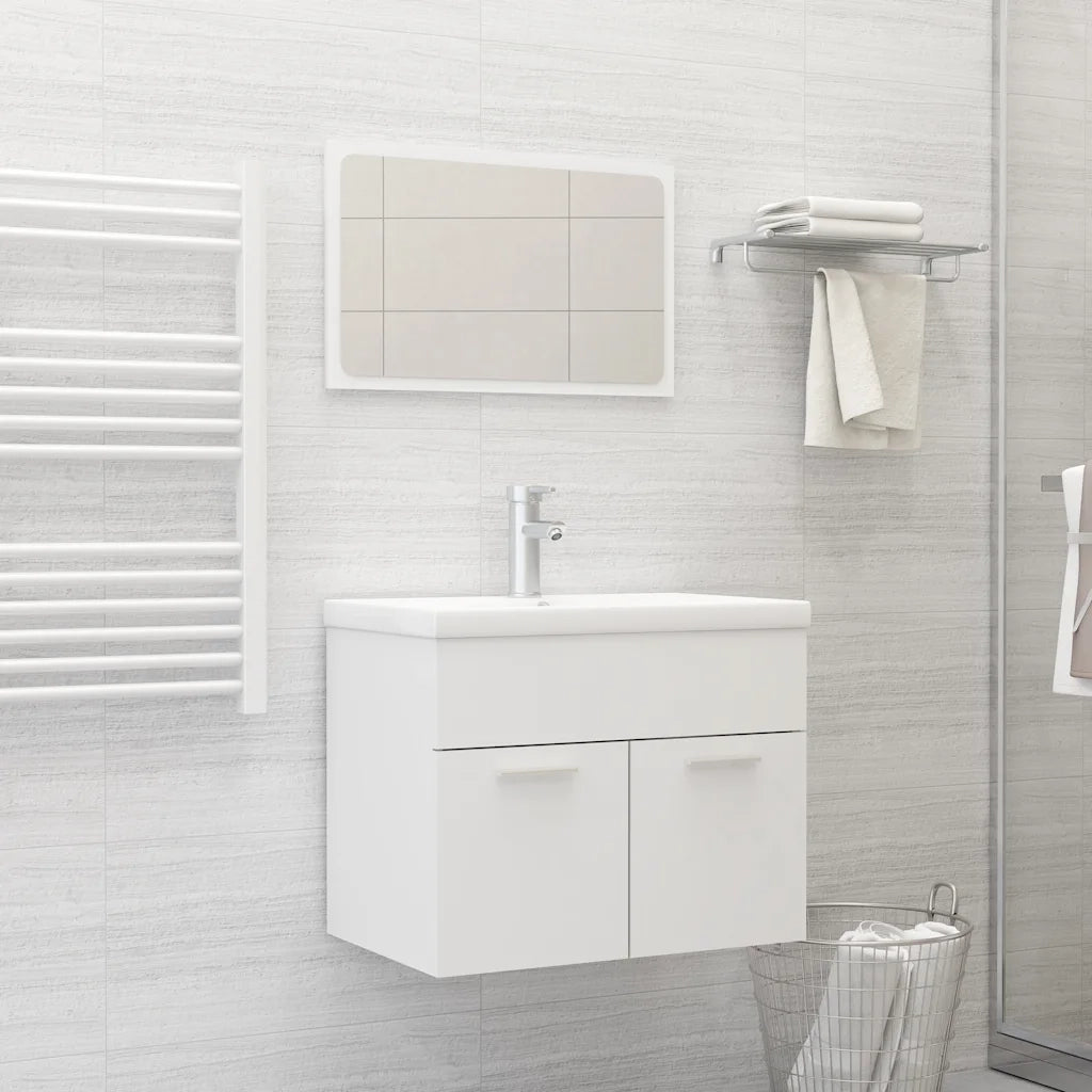 Set Mobili da Bagno 2 pz Bianco in Legno Multistrato 804782