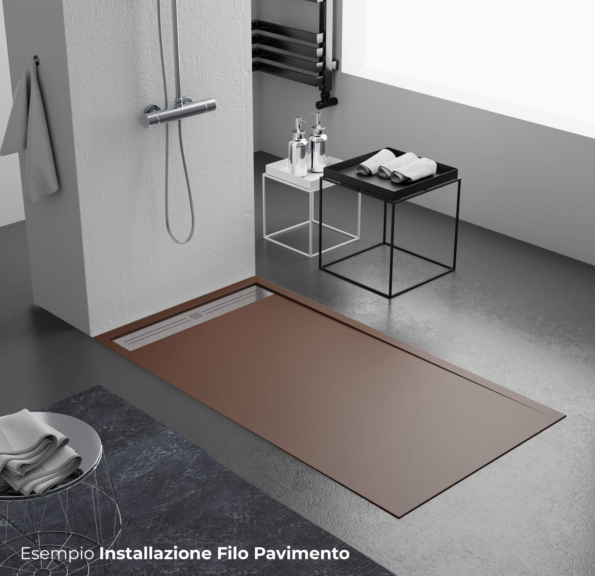 Piatto Doccia 80x150 cm in Pietra Bonussi Trivor Marrone