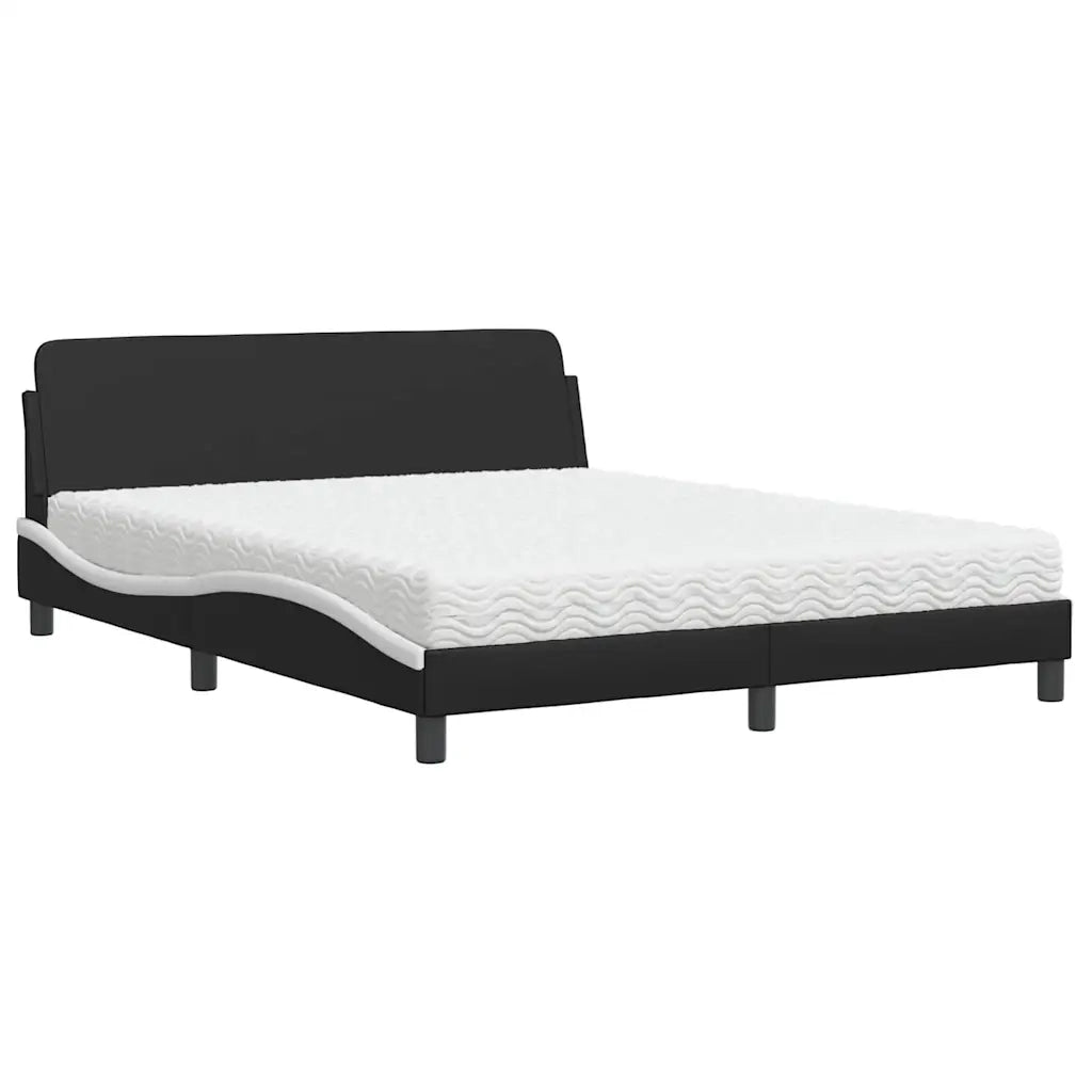 Letto con Materasso Dover Nero e Bianco 160x200cm Similpelle 3208442
