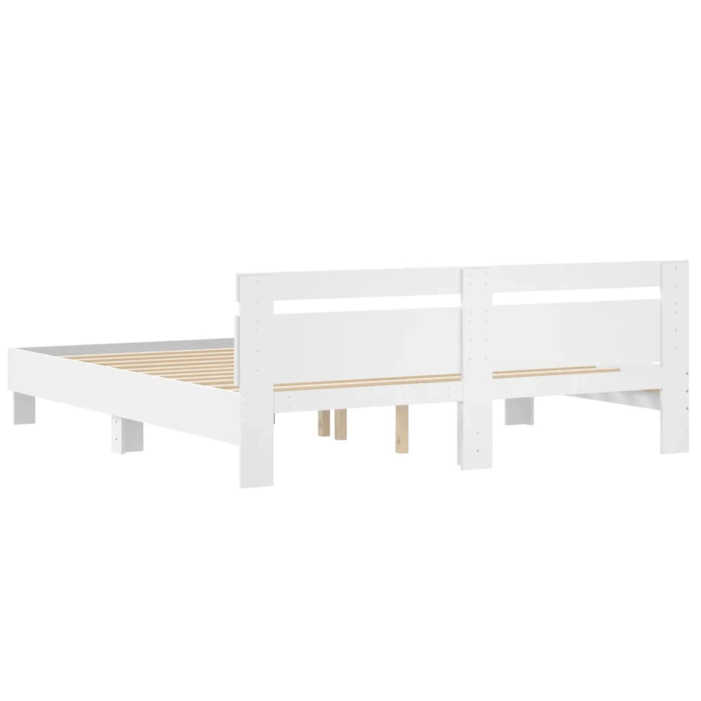 Giroletto con Testiera-Struttura Letto con testiera Bianco 180x200 cm in Legno Multistrato