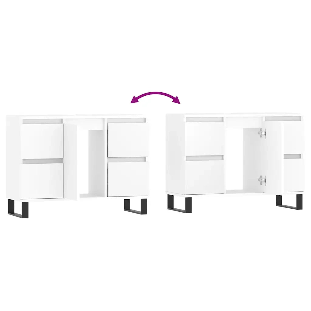 Mobile da Bagno Bianco 80x33x60 cm in Legno Multistrato 831660