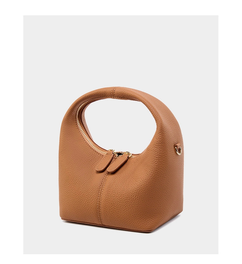 Borsa a tracolla piccola da donna in vera pelle, borsa a mano da donna in pelle bovina marrone