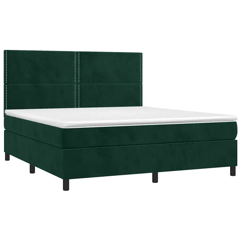Letto a Molle con Materasso e LED Verde Scuro 180x200cm Vellutocod mxl 123028
