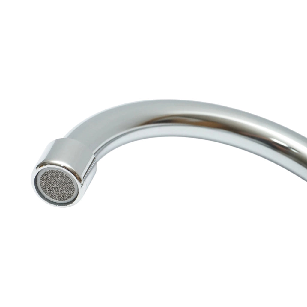 Miscelatore monocomando girevole per lavello da cucina, cartuccia in ceramica, cromo lucido
