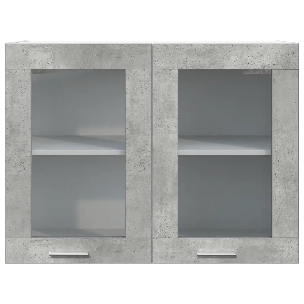Mobile Pensile con Vetro “Lyon” Grigio Cemento 80x31x60 cm 856118