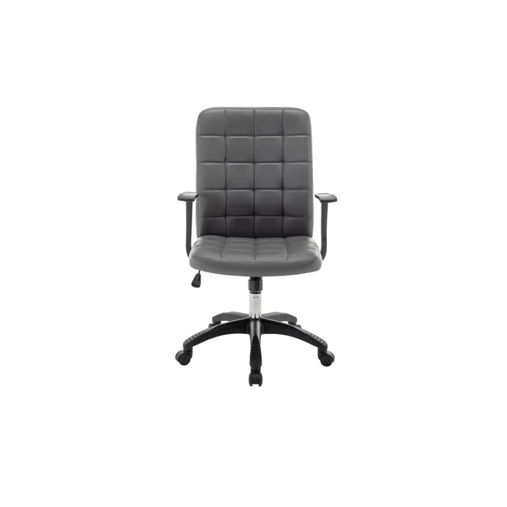 Sedia da ufficio KARDEN – Tessuto grigio – Braccioli – Girevole – Piedi in metallo – Design ergonomico e contemporaneo