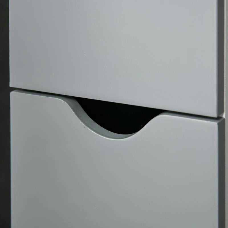 COLONNA BAGNO CON 2 RIPIANI E 2 ARMADIETTI, IN LEGNO, 15.2X29.8X118 CM, BIANCO E GRIGIO