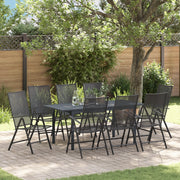 Set da Pranzo da Giardino da 9 Pezzi in Acciaio Antracite
