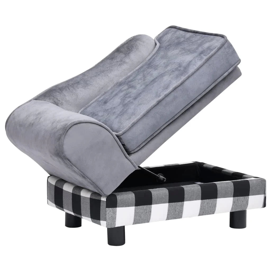 Divano per cani 57 cm grigio peluche 02_0000143