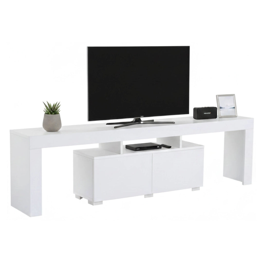 Mobile porta TV Andarna, Credenza da soggiorno, Armadio basso per TV, Base parete attrezzata, 180x31 h50 cm, Bianco