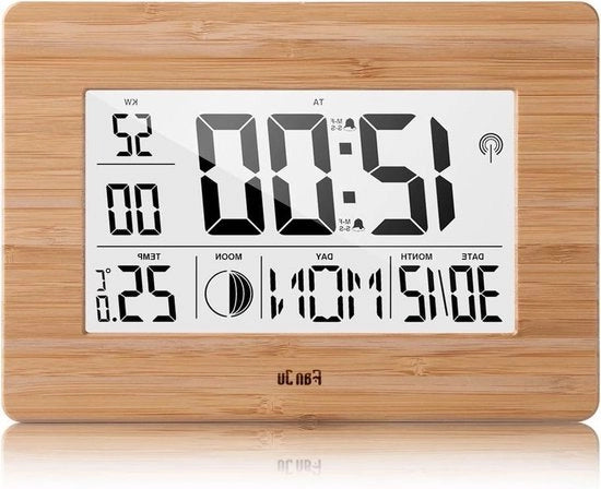 Orologio digitale con grande quadrante - temperatura interna e fase lunare - funzione del sonno - calendario sveglia per la casa