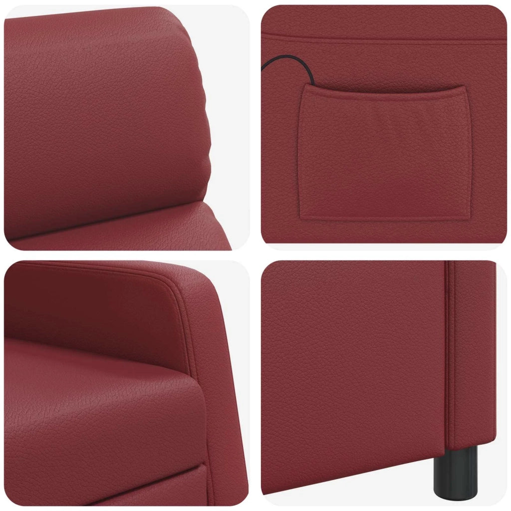 Divano Sedia-Poltrona Massaggiante Rosso Vino Similpelle 603155