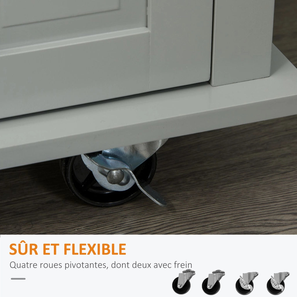 Tavolino da cucina con cassetti e ripiani ¨C zephmum ¨C MDF grigio h¨¦v¨¦a