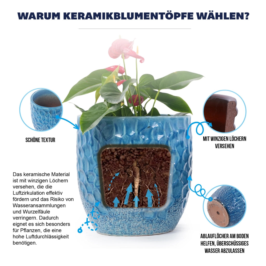 VASO Set da 4 pezzi Ø38/30/22,5/18 cm Ceramica Blu