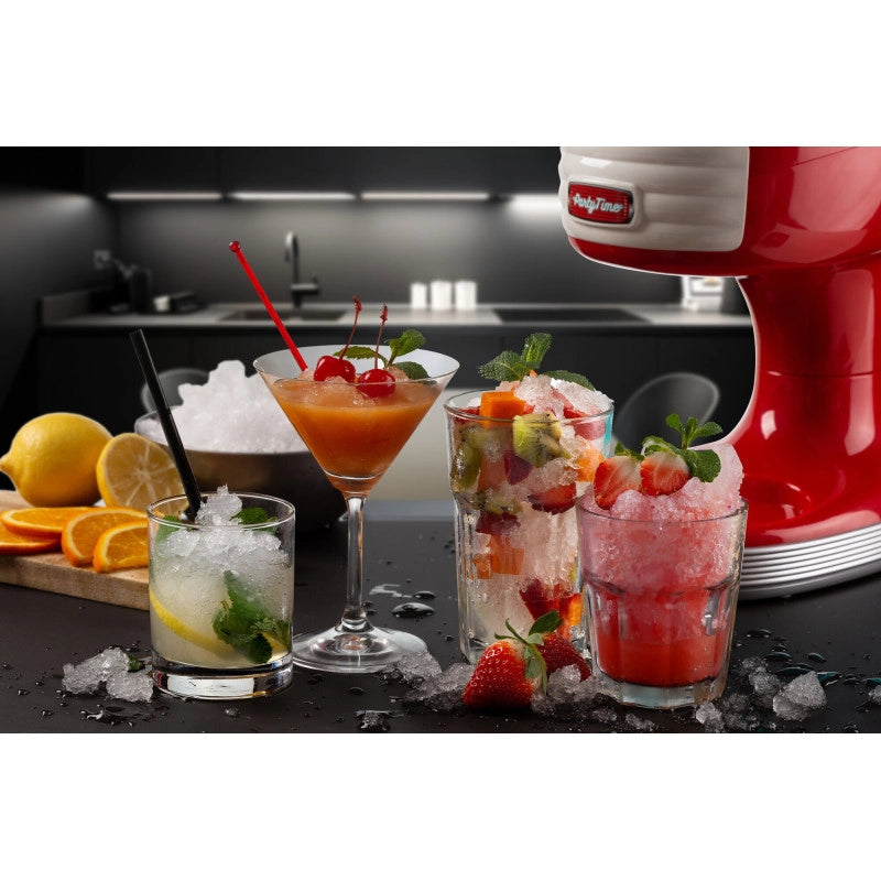 Macchina per tritare ghiaccio, 30W, cestello removibile, lame in acciaio inox - Rosso