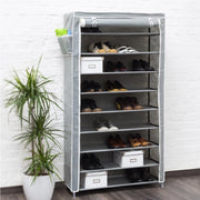 Scarpiera Salvaspazio XXL 45Paia Struttura Metallo e Tessuto TNT 90x30 H160cm Grigio