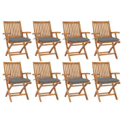 Sedie da Giardino Pieghevoli con Cuscini 8 pz Massello di Teak cod mxl 72185