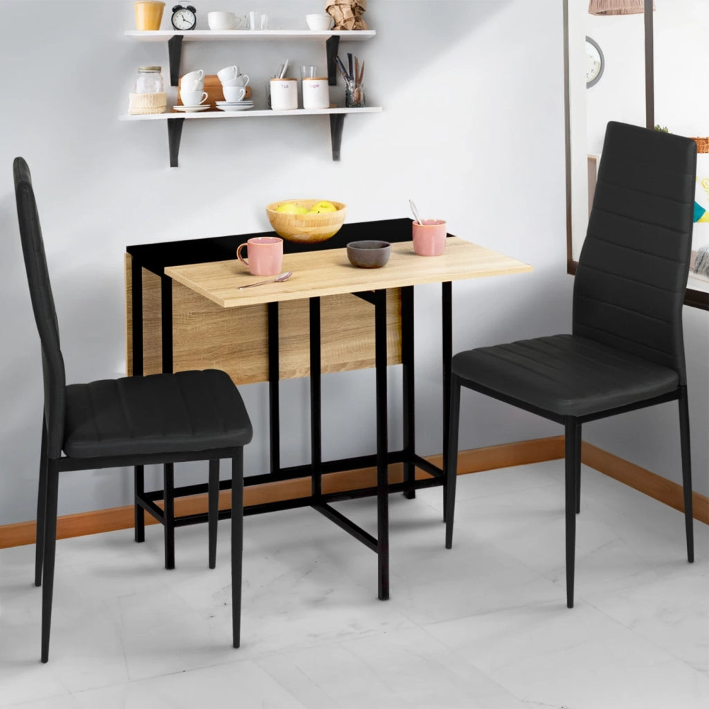IDMarket - Tavolo consolle pieghevole 2-4 persone in faggio e nero design industriale EDI