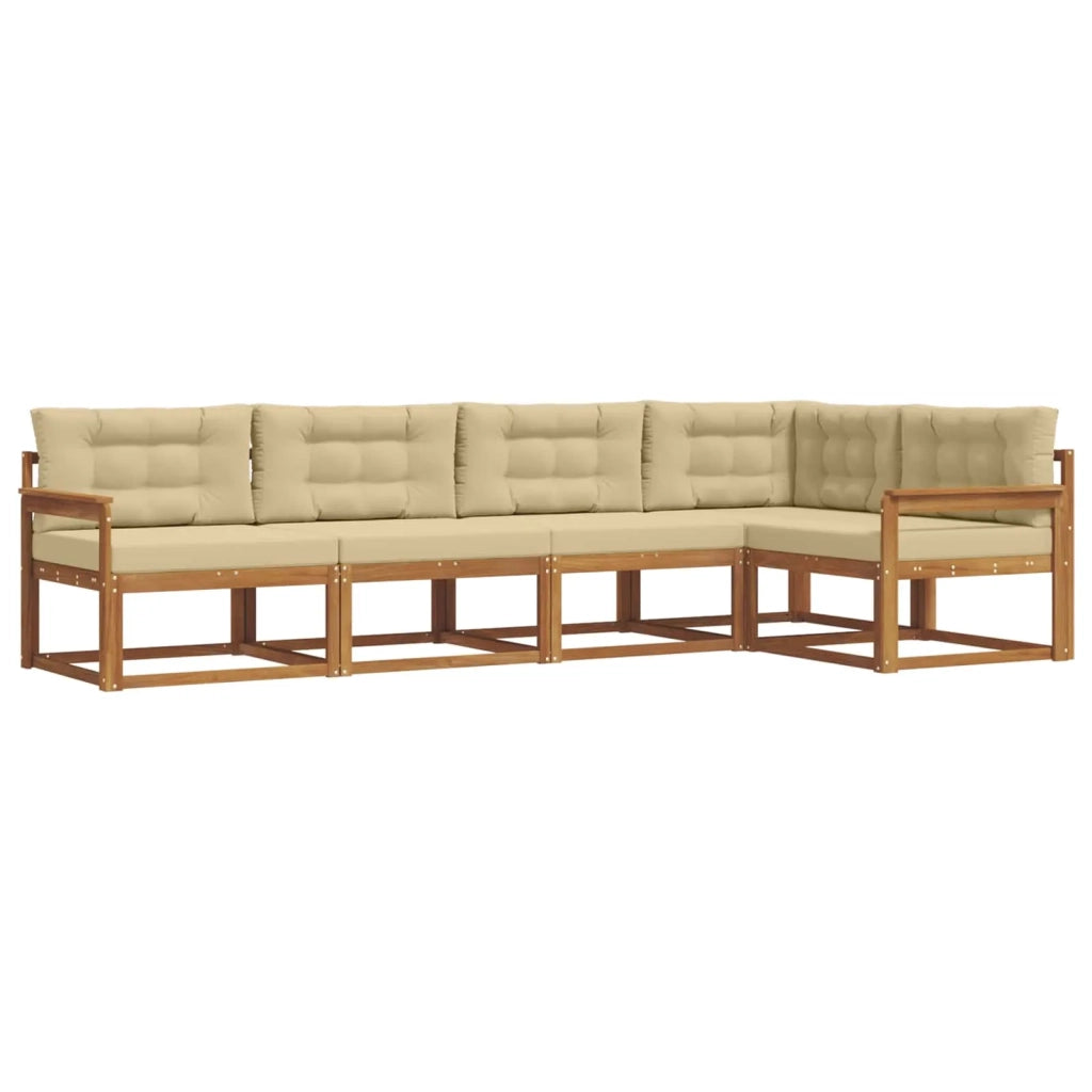 Set di divani da esterno con cuscino 5 pcs Naturale e Beige