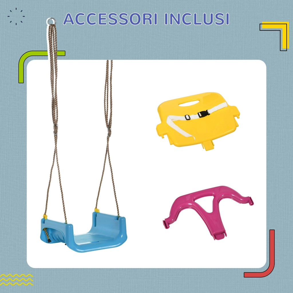 Altalena per Bambini 3 in 1 ¨C Zephmum ¨C Blu con Cintura di Sicurezza