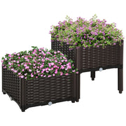 Vaso da giardino polyrattan effetto rattan ¨C zephmum ¨C marrone 40x40x44 cm