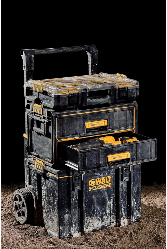 DEWALT DWST83529-1, TOUGHSYSTEM 2.0 2x CASSETTIERA- CHIUSURE AUTO STACKING - Chiusure intuitive, facili da usare e che fanno risparmiare tempo per collegare i moduli insieme