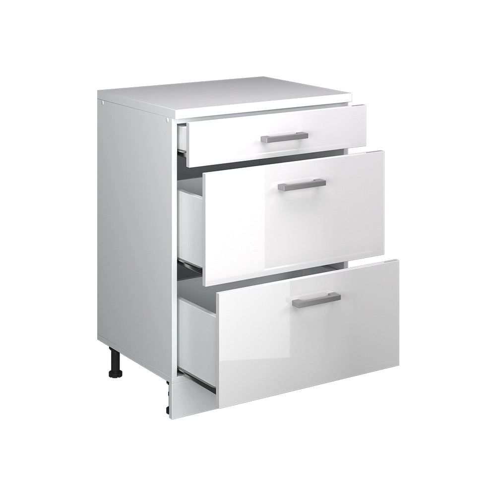 Mobile per mansarda Rion Bianco lucido/Bianco 60 x 83.8 cm senza inclinazione con 3 cassetti Vicco