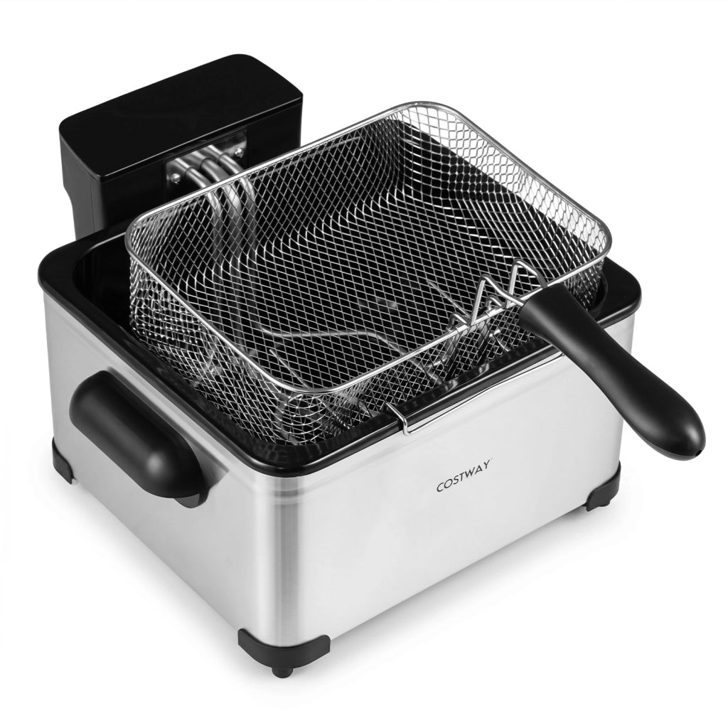 Friggitrice ad olio con schermo led e 3 cestelli capacit¨¤ 5 l 1700 w, Friggitrice elettrica smontabile con finestra trasparente manici antiscottatura