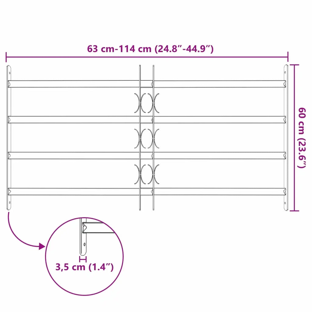 Griglia di sicurezza per finestre con 4 barre trasversali 3 pcs