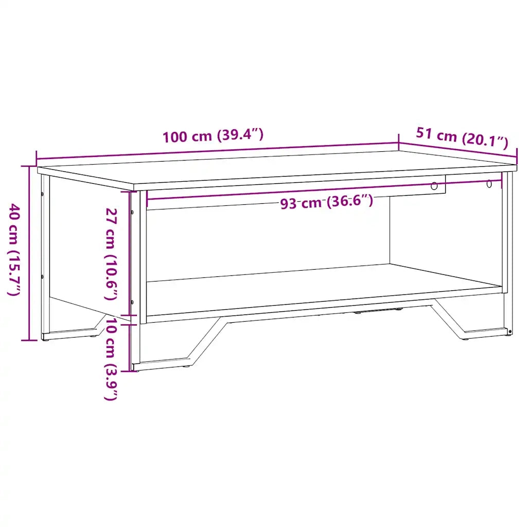 Tavolino da salotto | Tavolino da caff¨¨ | Tavolino da Soggiorno Nero 100x51x40 cm in Legno Multistrato