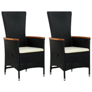Sedie da Esterno 2 pz con Cuscini in Polyrattan Nere cod mxl 22699