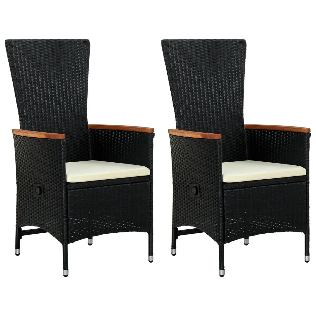 Sedie da Esterno 2 pz con Cuscini in Polyrattan Nere cod mxl 22699