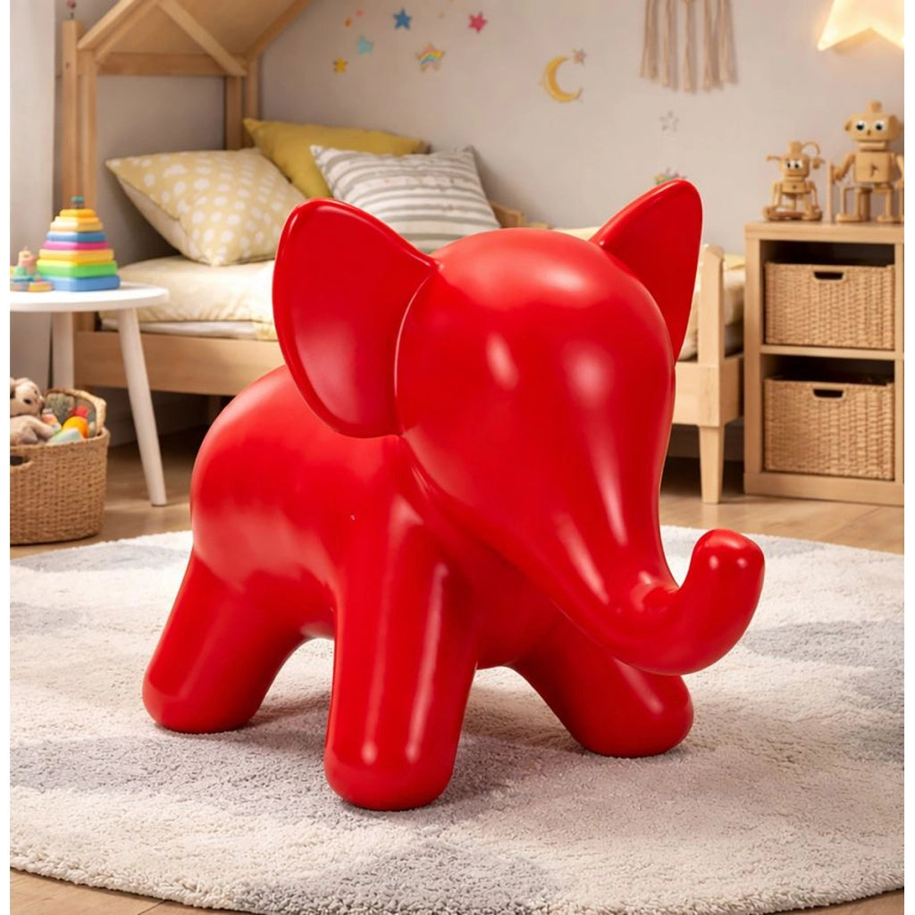 Sgabello Basso Elefante 2, Rosso, Plastica, 86x46x56 cm