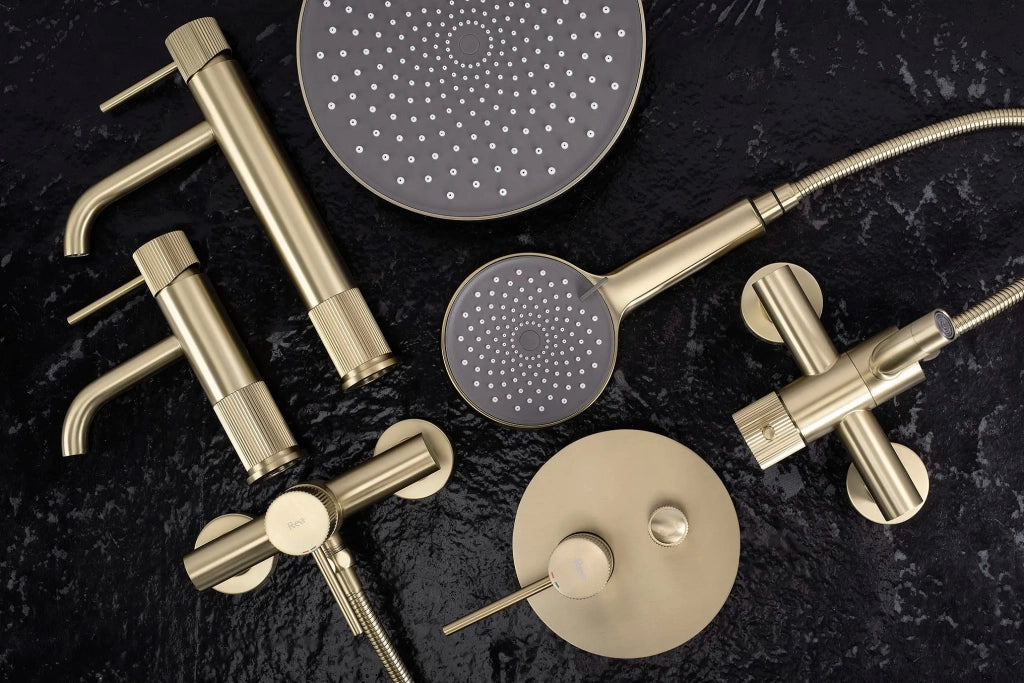 Rubinetto Da Vasca Rea Lungo Stripe Gold Brush