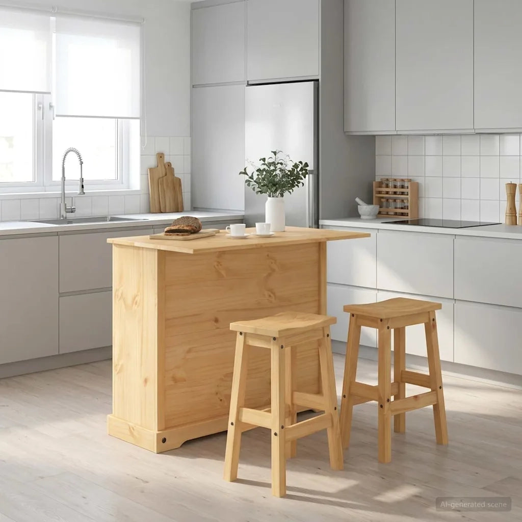 Set isola da cucina con porta 3 pcs Cera di Miele Pino Massello 3425400